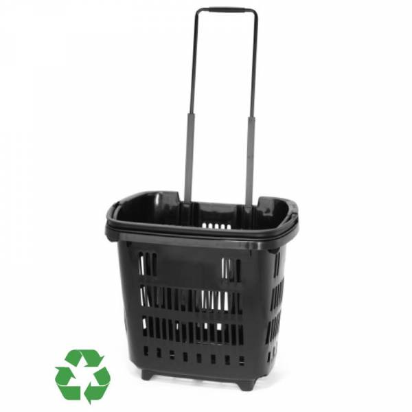 Wheeled Shopping Basket Black